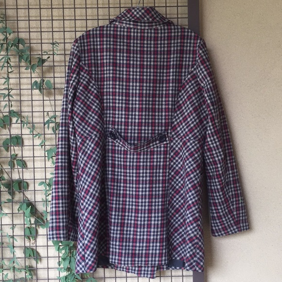 {Romy}Sz Large Wool Blend Plaid Peacoat - Picture 5 of 7